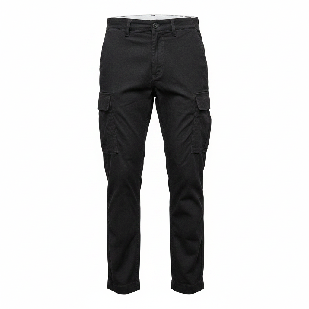 Men's Black Premium Cotton Cargo Pants