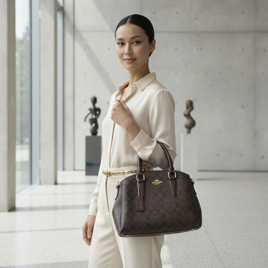 COACH NEW YORK Coach Signature Monogram Brown Satchel