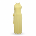 Women's Yellow Halter Neck Jersey Mini Dress