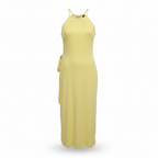 Women's Yellow Halter Neck Jersey Mini Dress