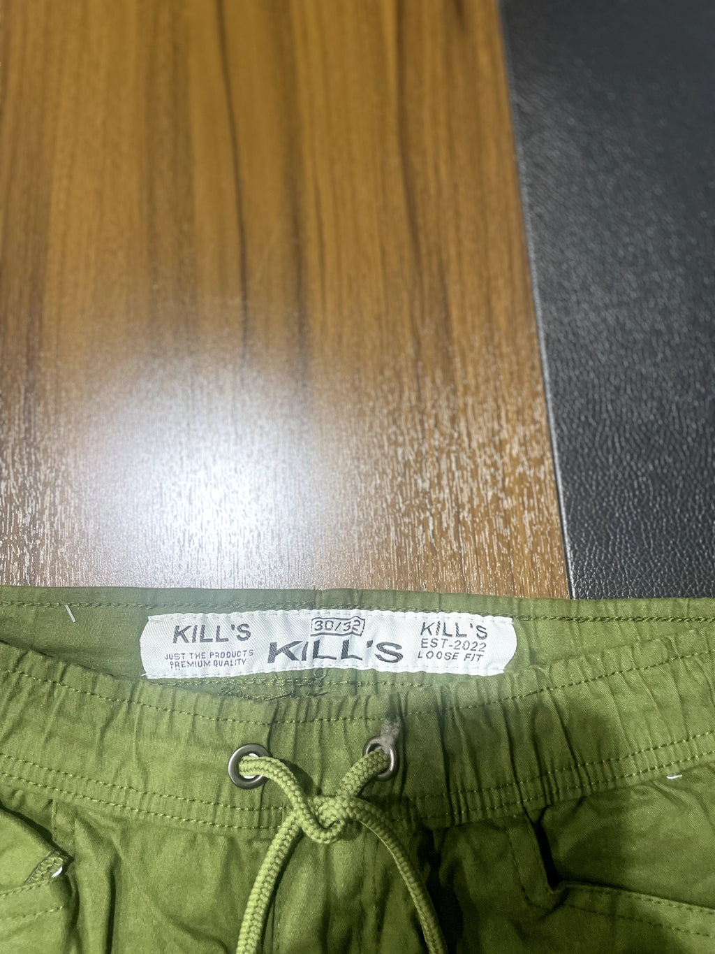 KILL'S Olive Green Loose Fit Multi-Pocket Cargo Trousers
