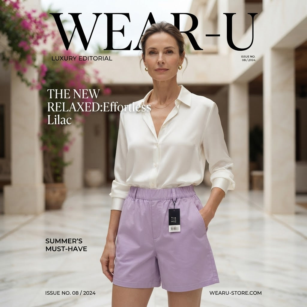 Lilac Pastel Relaxed Fit Shorts with Elasticated Waist