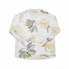 Women's Floral White Long Sleeve Mandarin Collar Shirt