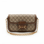 GUCCI 650833 Monogram Small Flap Shoulder Bag with Horsebit