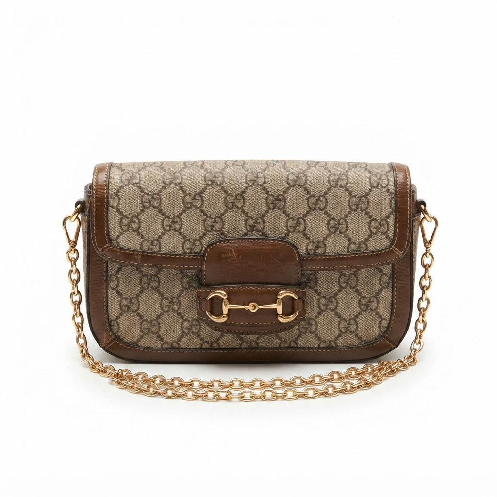 GUCCI 650833 Monogram Small Flap Shoulder Bag with Horsebit