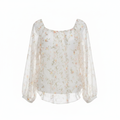 White House Black Market Floral Chiffon Ruffle Blouse - 8