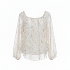 White House Black Market Floral Chiffon Ruffle Blouse - 8