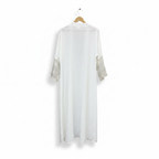 Women's White Longline Kimono with Metallic Cuffs