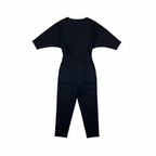 Women's Black Long Sleeve Knit Jumpsuit - Premium Quality