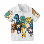 SHEIN White Short-Sleeve Safari Animal Print Kids Shirt