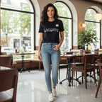 LACOSTE Women's Black Graphic Logo Crew Neck T-Shirt