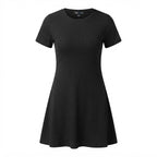 [WearU Generated:merch_ghost] Black Cotton Blend A-line Mini Dress – ghost front view