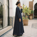 Al Wisham Al Aneeq Deep Navy Floral Jacquard A-Line Floor-Le