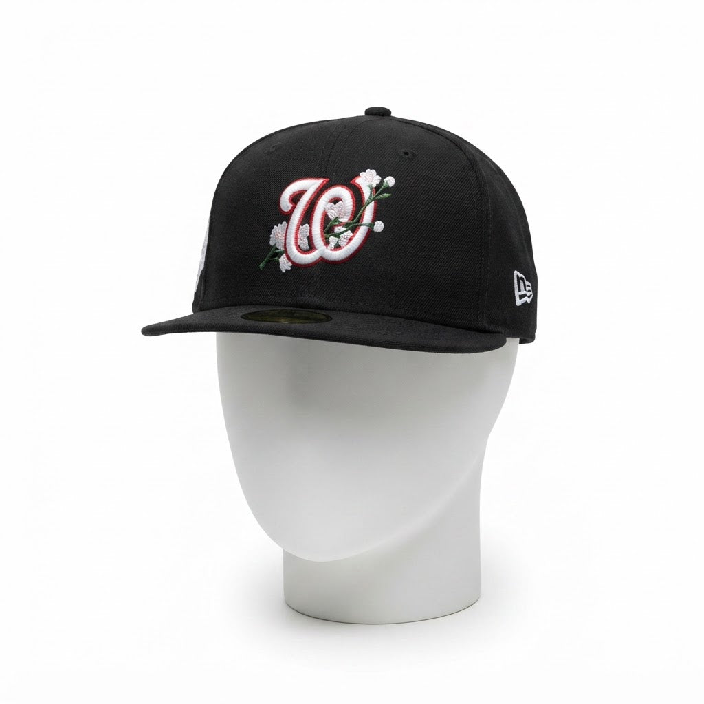 New Era Black Washington Nationals Floral Flat-Brim Cap