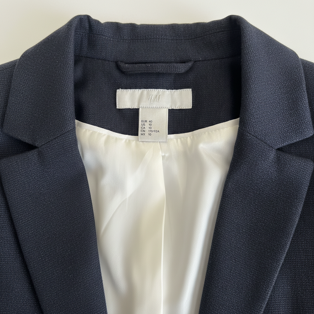H&M Women's Navy Blue Tailored Single-Button Blazer