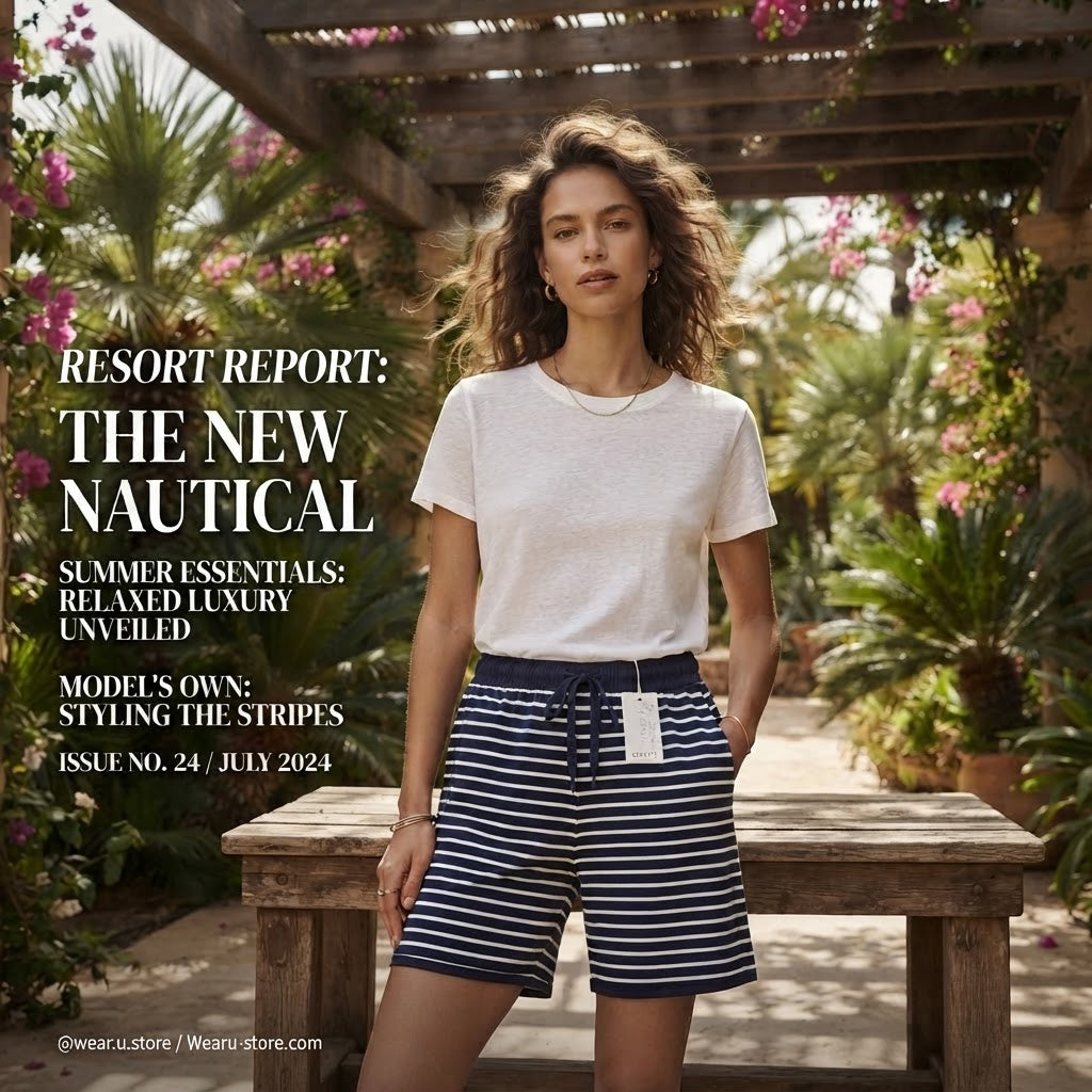 GINA BENOTTI Navy and White Striped Drawstring Lounge Shorts