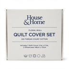 House & Home Unisex Cream Floral Reversible Cotton Queen Duv