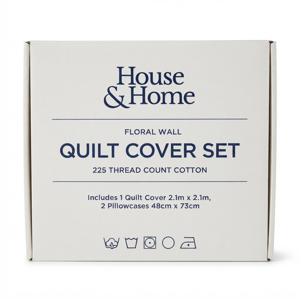 House & Home Unisex Cream Floral Reversible Cotton Queen Duv