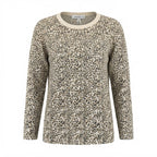 [WearU Generated:merch_ghost] Brilliant Basics Cream Leopard Knit Cotton Long-Sleeve Top – ghost front view