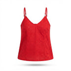 SHEIN Red SHEIN Broderie Anglaise V-Neck Spaghetti Strap Cam
