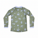 Kids Olive and Lavender Palm Print Rash Guard