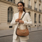 MICHAEL KORS Tan Grained Leather Hobo Shoulder Bag