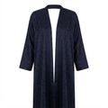 Women's Navy Floral Jacquard V-Neck Floor-Length Abaya