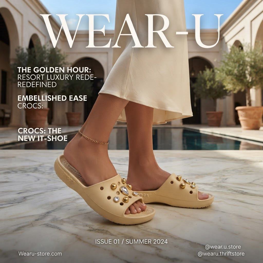 Crocs Cream Embellished Platform Slide Sandals with Crystals