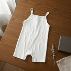 SHEIN White Ribbed Spaghetti Strap Baby Short Romper
