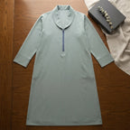 Cool Sage Grey Floor-Length Thobe with Mandarin Collar