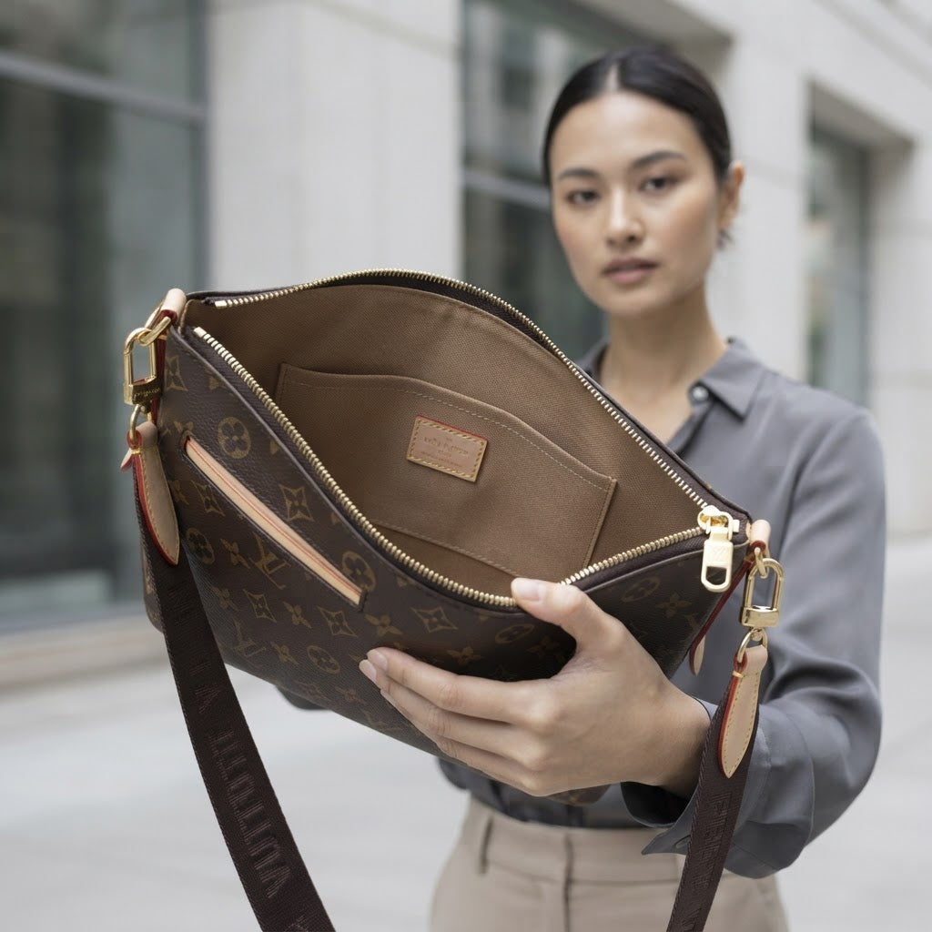 LOUIS VUITTON Monogram Canvas Crossbody Bag with Textile Str