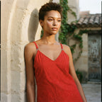 Women's Red Cotton Eyelet Cami Dress