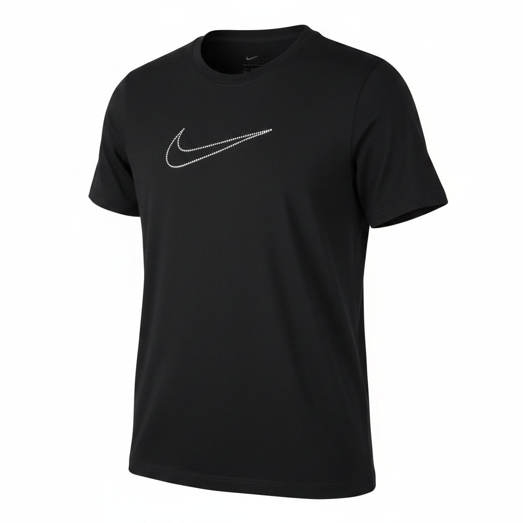 Nike Men's Black Rhinestone Swoosh T-Shirt