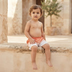 SHEIN Coral Ombré Toddler Pull-on Shorts with Elasticated Wa
