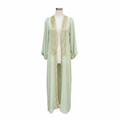 LNA AZEEM Women's Mint Green Sequin Embroidered Long Kimono