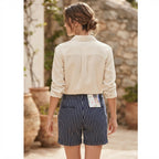 Women's Navy and White Striped Tailored Shorts