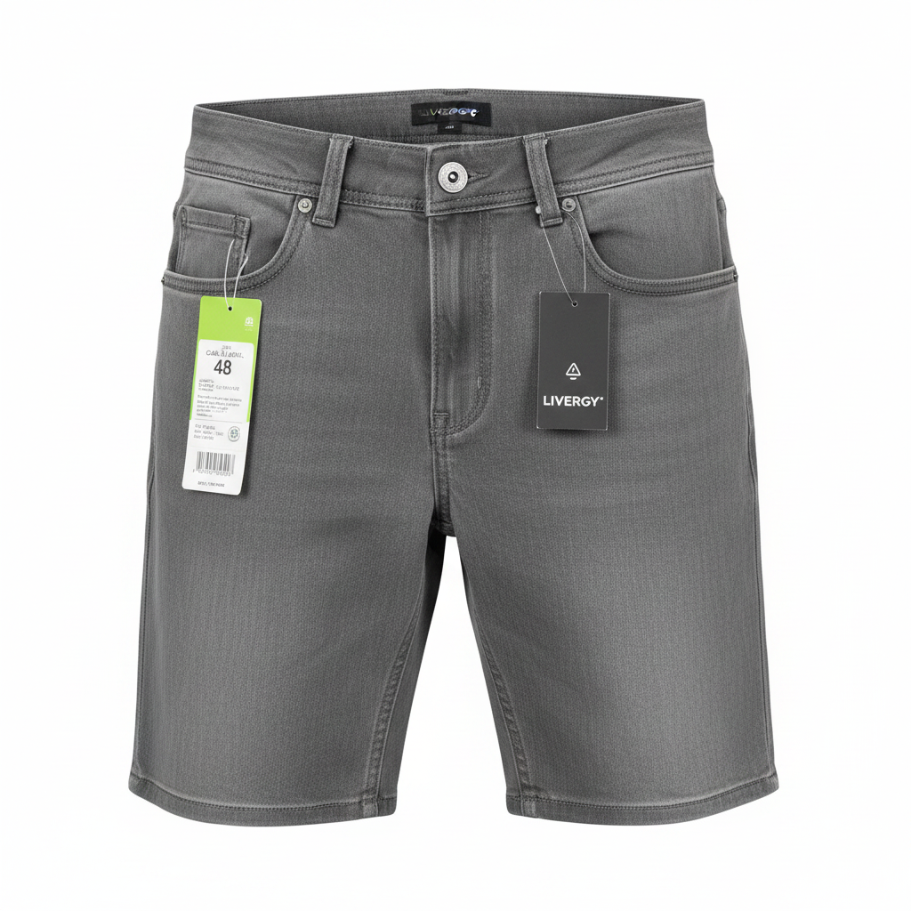LIVERGY Men's Grey Denim Bermuda Shorts