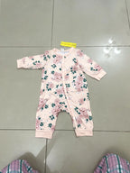 SHEIN Pale Blush Pink Floral Long-Sleeve Baby Romper