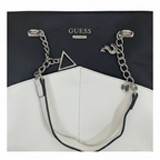 Guess Black and White Saffiano Tote Bag