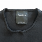 Bershka Black Rhinestone Fringe Cropped Long Sleeve Top