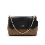 COACH NEW YORK Black Leather and Monogram Crossbody Bag