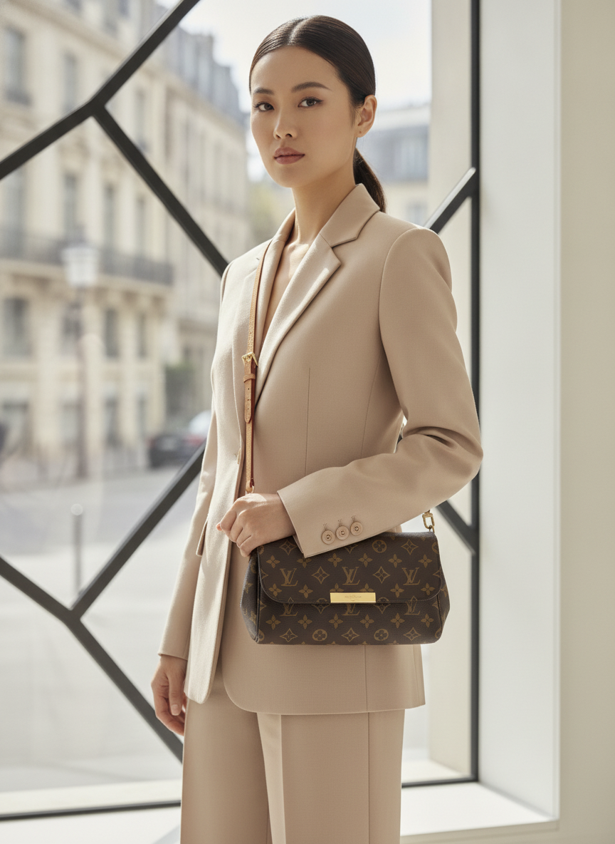 LOUIS VUITTON PARIS Brown Monogram Coated Canvas Crossbody B