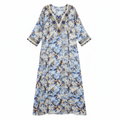 Women's Beaded Tie-Dye Maxi Kaftan Dress - Blue/Brown