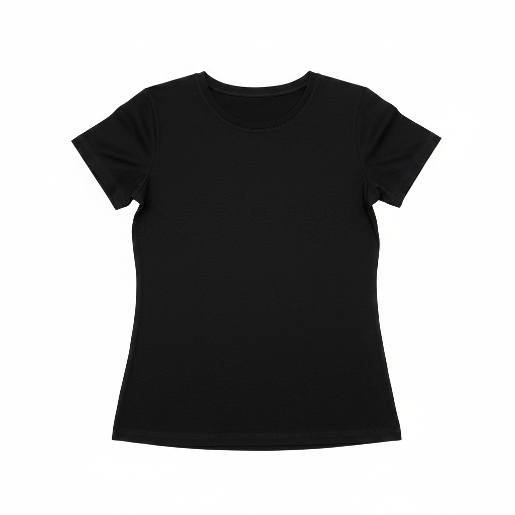 Women's Classic Black Short-Sleeve Cotton T-Shirt