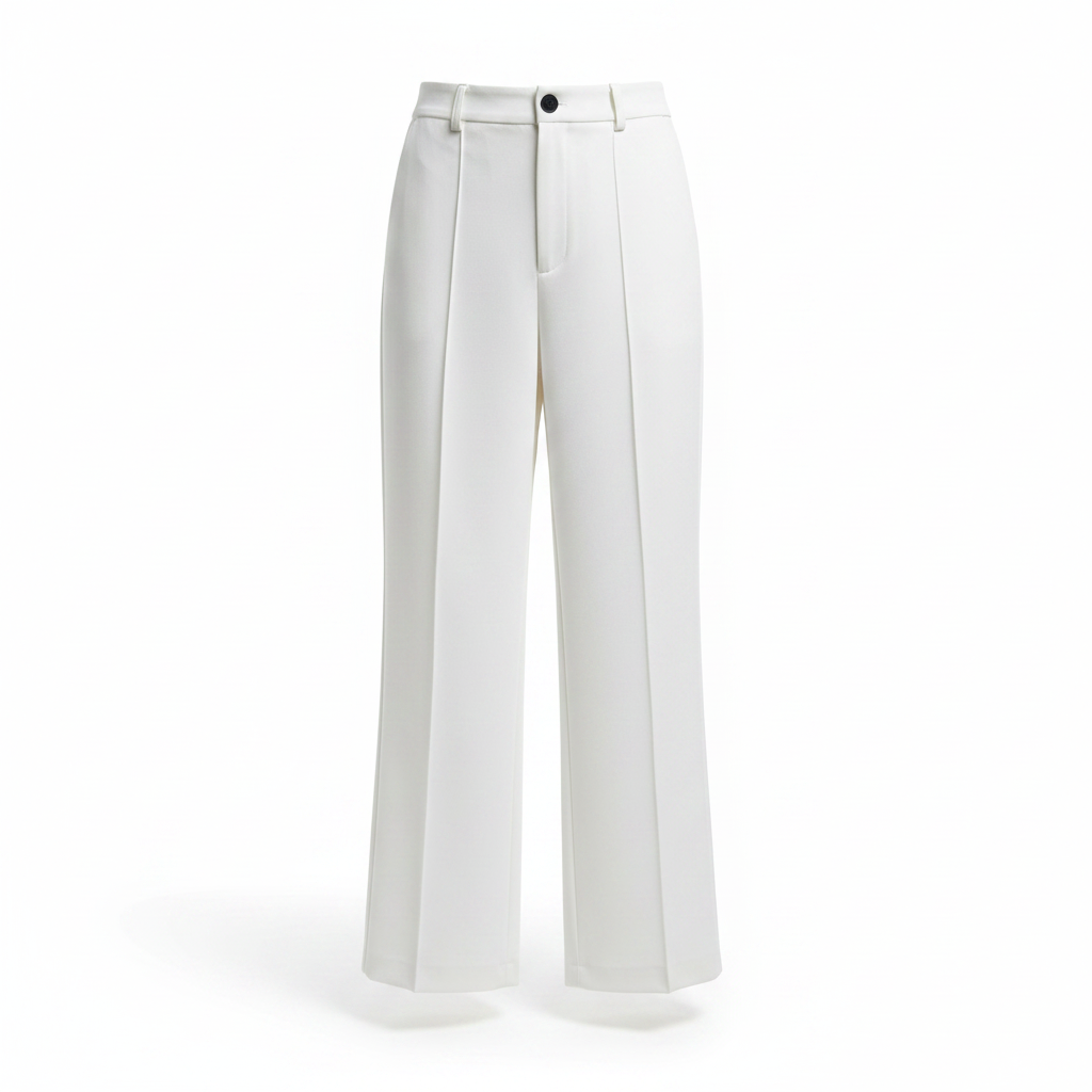 Women's White High-Waisted Wide-Leg Cropped Trousers