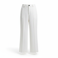Women's White High-Waisted Wide-Leg Cropped Trousers