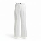 Women's White High-Waisted Wide-Leg Cropped Trousers