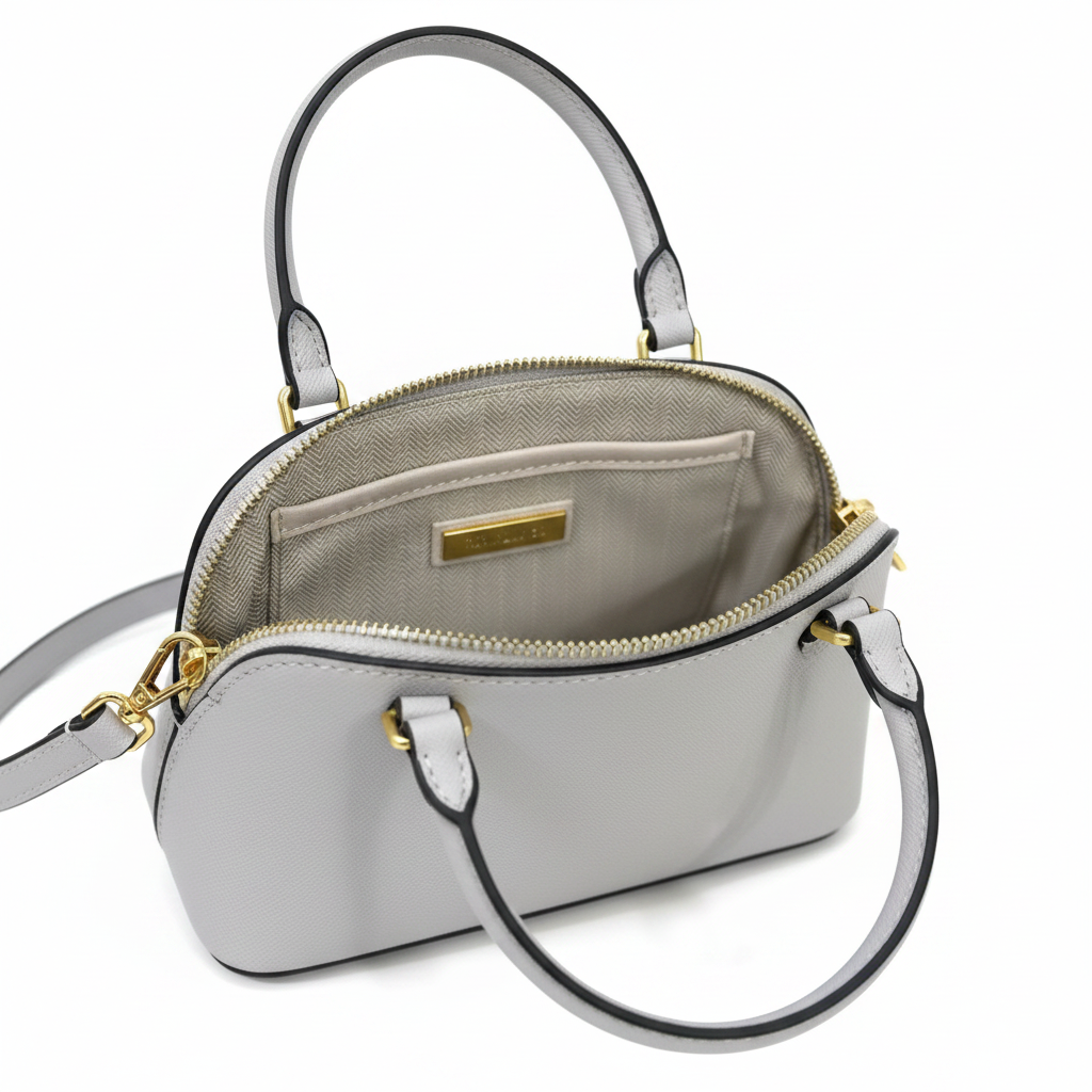 Tory Burch Light Gray Saffiano Leather Mini Dome Satchel