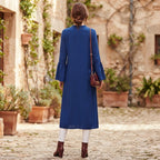 Women's Royal Blue Bell Sleeve Floor-Length Abaya