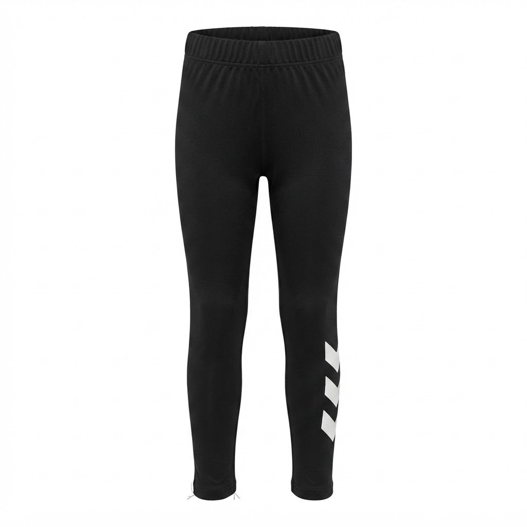 SHEIN Black Girls' Athletic Leggings with White Graphic Deta